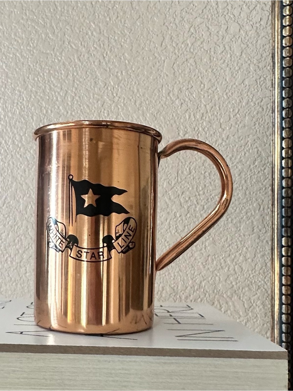Title:
100% Solid Copper White Star Line Logo Mug Handcrafted Vintage Style - Picture 3 of 10